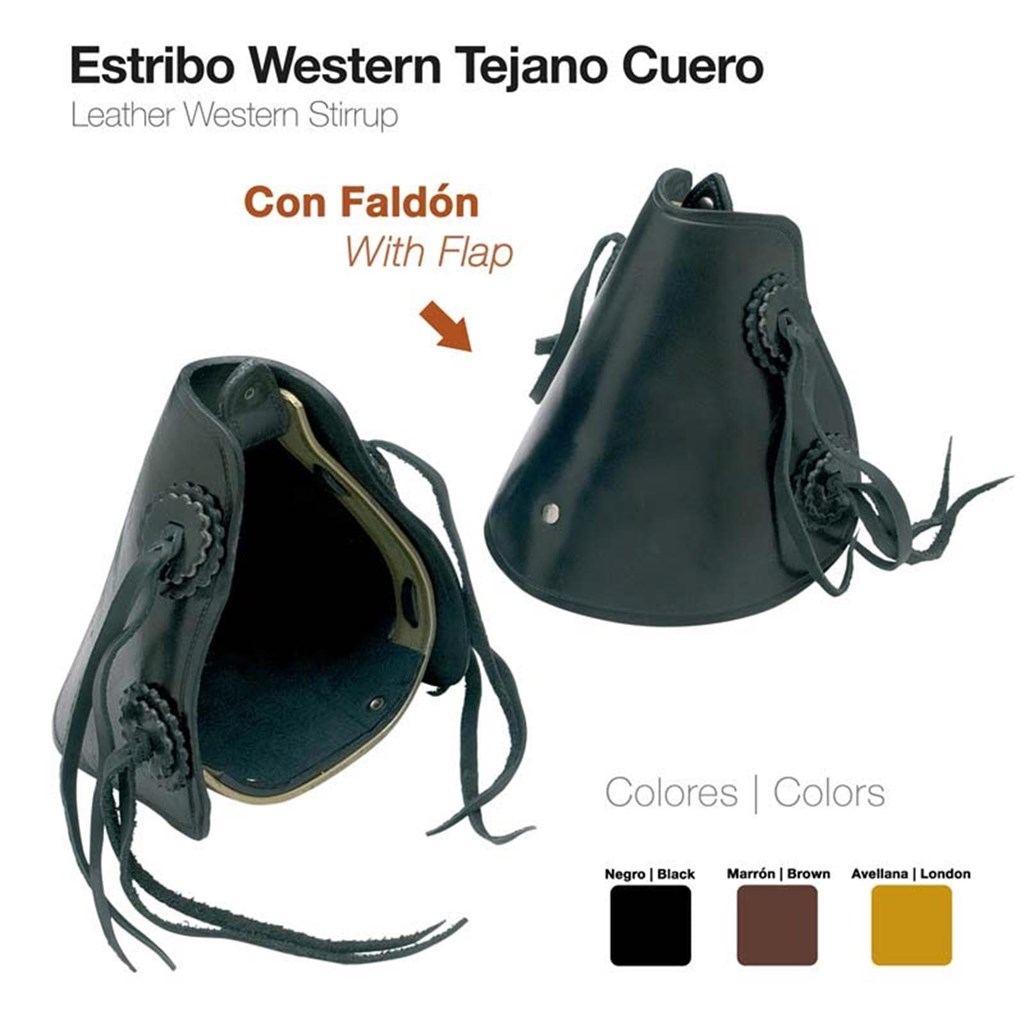 Foto 1 ESTRIBO WESTERN TEJANO CUERO CON FALDÓN