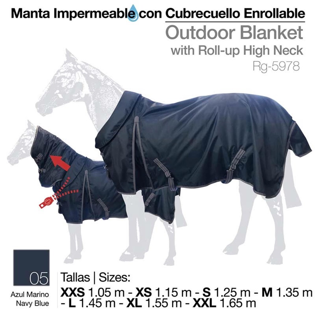 Foto 1 MANTA IMPERMEABLE CUBRECUELLO ENROLLABLE AZUL